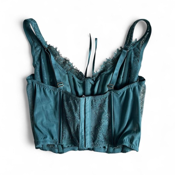 Victoria's Secret Unlined Lace-Up Corset Top Dream Angels Teal/Green Size M - Picture 5 of 6